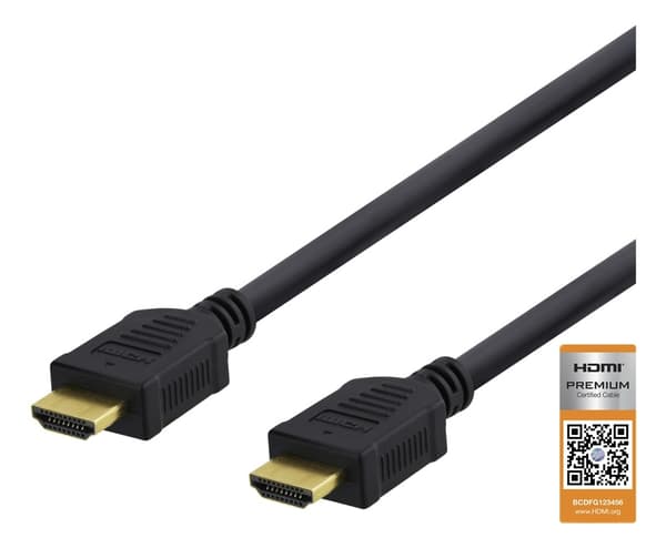 DELTACO High-Speed Premium HDMI cable, 0,5m, Ethernet, 4K UHD, black