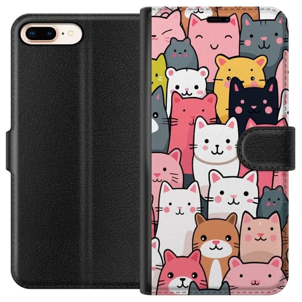 Tegnebogsetui til Apple iPhone 7 Plus med Katte mønster motiv