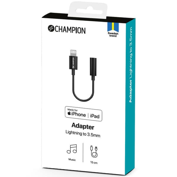 Champion Adapter Lightning till 3,5mm Svart