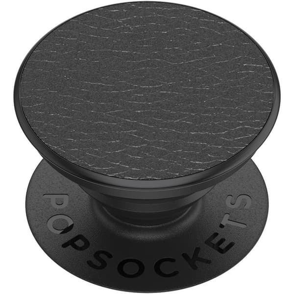 PopSockets Pebbled Vegan Leather Black Avtagbart Grip med Ställfunktion Premium