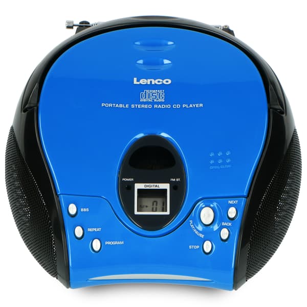 Lenco Bærbar FM-radio med CD Blå/Sort
