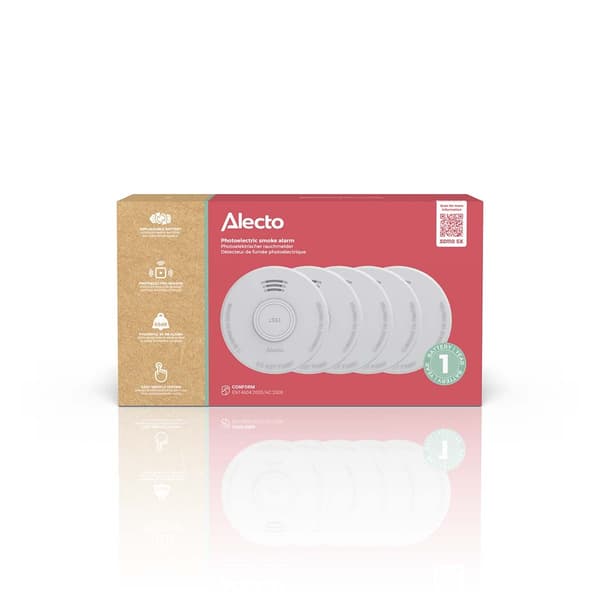 Alecto Røgalarm med 1 års batteri 5-pak