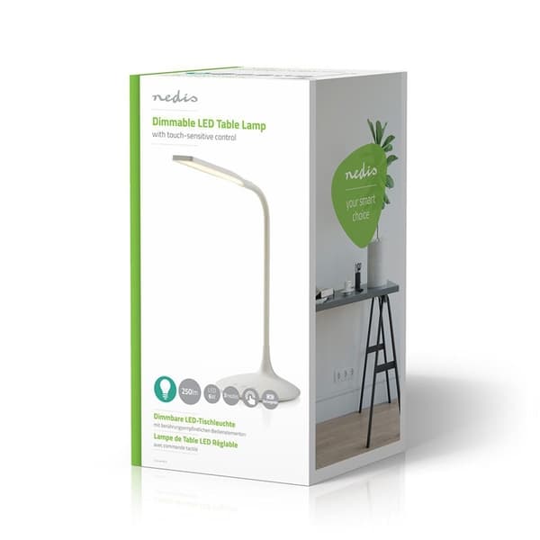 Nedis LED bordlampe | Dimbar | 250 lm | Oppladningsbar | Touch Function | Hvit