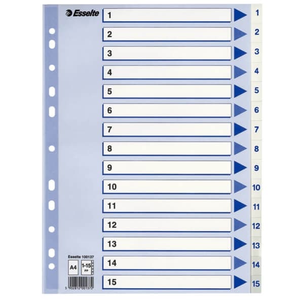ESSELTE Register Non-Stop A4/1-15 Hvid