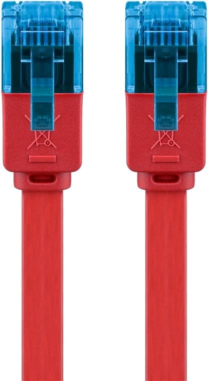 Goobay CAT 6A platt patchkabel, U/UTP, röd kopparledare (CU)