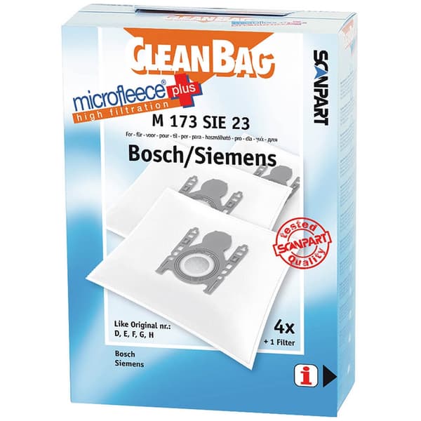 CLEANBAG Microfleece+ Dammsugarpåse Bosch/Siemens D/E/F/G/H 4+1