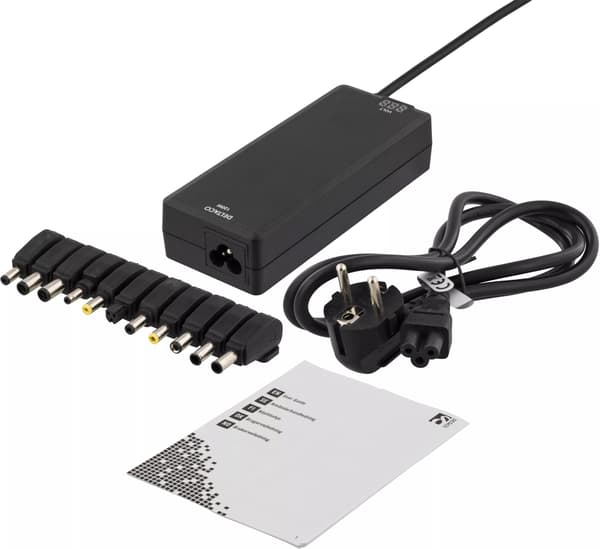DELTACO laddare för notebook, 15-20 V, 8 A, 120 W, LED-display