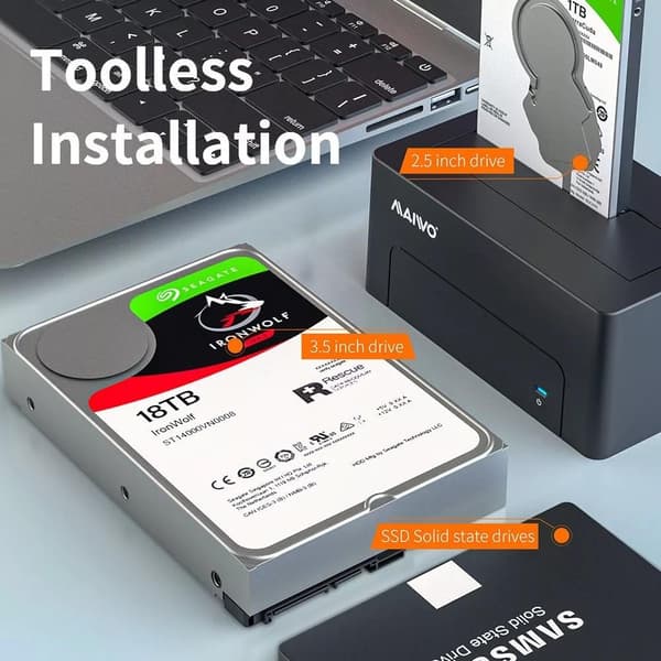 Kiintolevyn telakointiasema, USB-B, 3,5"/2,5", USB 3.1 Gen 1, musta