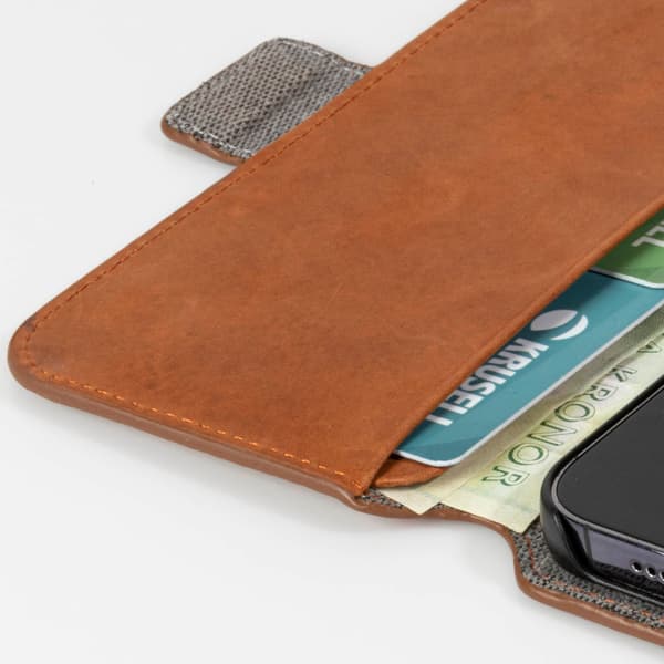Krusell Nahka Puhelin lompakko iPhone 13 Cognac