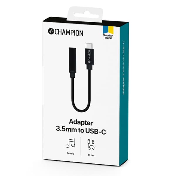 Champion USB-C til 3,5 mm DAC-adapter svart