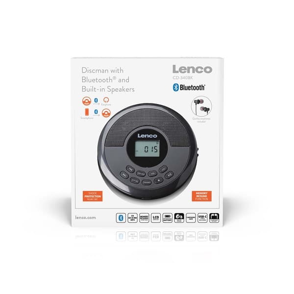 Lenco Discman, jossa on Bluetooth® ja sisäänrakennetut kaiuttimet