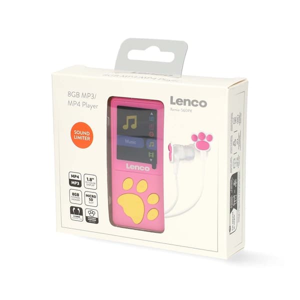 Lenco 8GB MP3 MP4-soitin 1,8" näytöllä Vaaleanpunainen väri