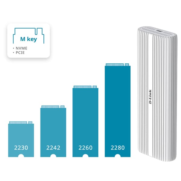 D-Link DSP-111 Kabinett USB-C 3.2 M.2 NVMe/NGFF SSD