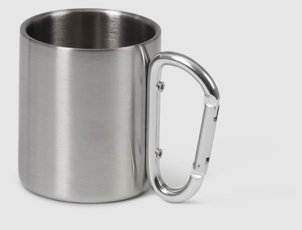Stålkrus med karabinkrok 220 ml