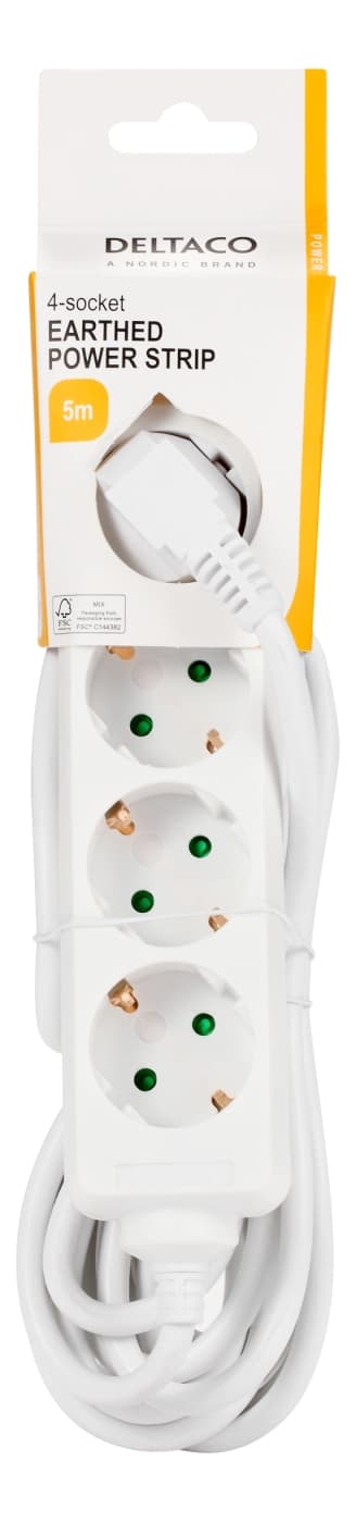 DELTACO outlet 4xCEE 7/3 1xCEE 7/7 5m white