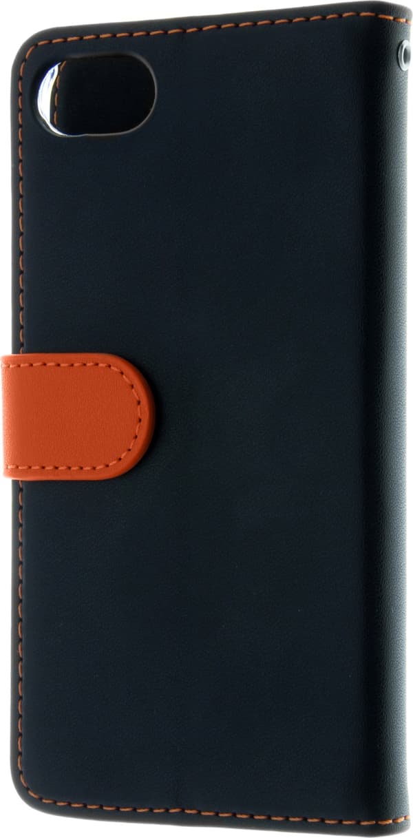Insmat Exclusive Flip Case Pungetui til iPhone 6 / 6s / 7 / 8 / SE, sort / orange