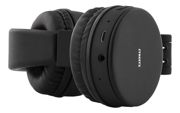 STREETZ Vikbart on-ear BT headset, 3.5 mm, svart