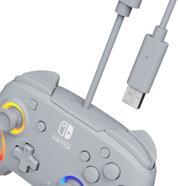 PDP Gaming Afterglow Wave Wired Controller -langallinen peliohjain, harmaa, Switch