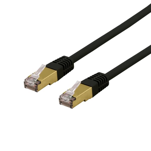 DELTACO S/FTP Cat6a patch cable, delta cert, LSZH, 1,5m, black