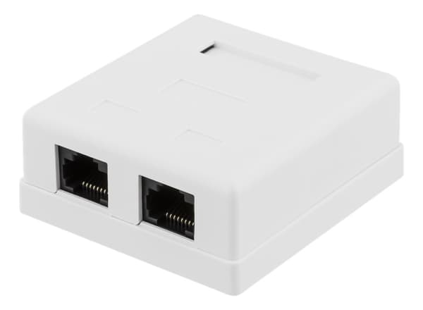 DELTACO unshielded network socket, Surface UTP 2xRJ45, Cat6, white