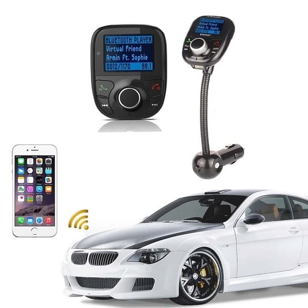 FM-sender med Bluetooth handsfree og billader, Svart