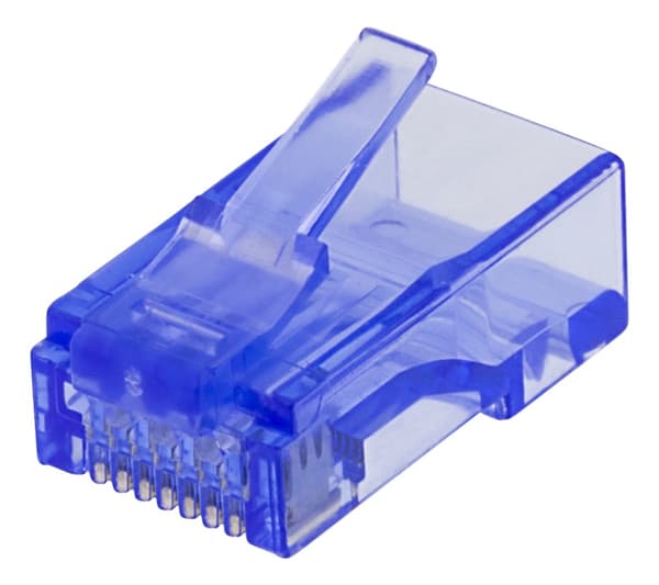 DELTACO RJ45 connector, Cat6, UTP, 20-pack, transparent, blue