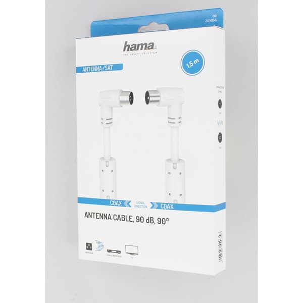 Hama Antennkabel Vinklad 90dB Vit 1.5m