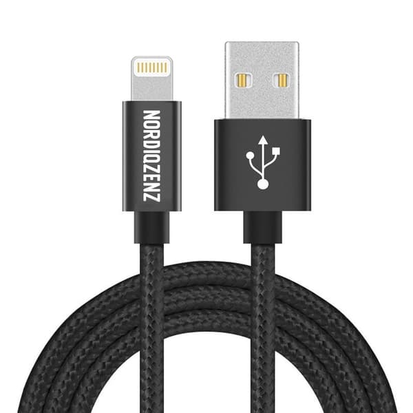 NORDIQZENZ Lightning tekstilkabel, 1 m, sort