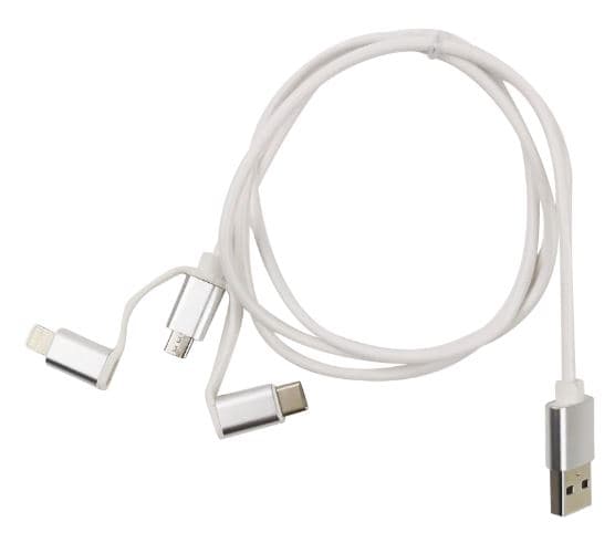 Kaapeli USB-A - 3in1, MicroUSB, Lightning, USB-C, 1m