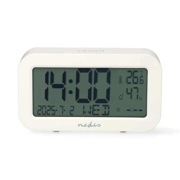 Nedis Digital Desk vekkerklokke | LCD | Bakgrunnsbelysning | slumrefunksjon | Datovisning | Timer | Hvit