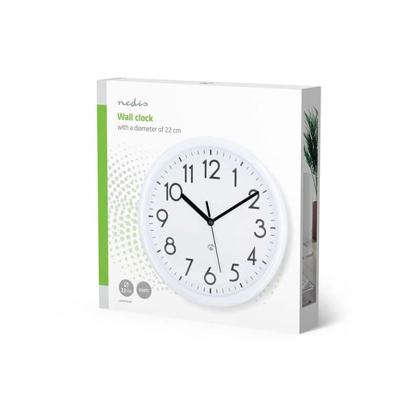 Nedis Väggklocka | Diameter: 220 mm | Plast | Vit