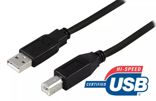 USB 2.0-kabel, A-han - B-han, 2 meter (USB-218S)