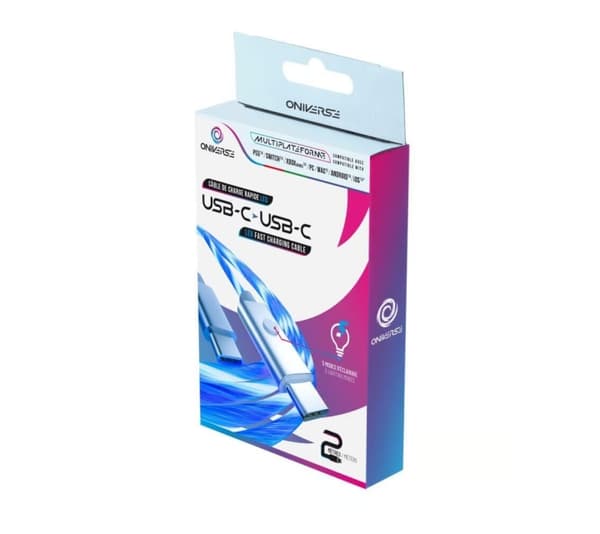Oniverse Led hurtigladekabel : USB-C > USB-C, 2 M - Hvit
