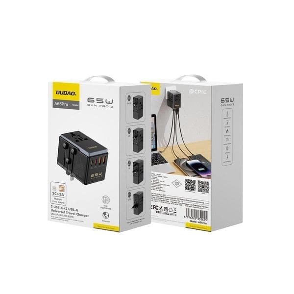 Dudao A65Pro Universal reseadapter Svart