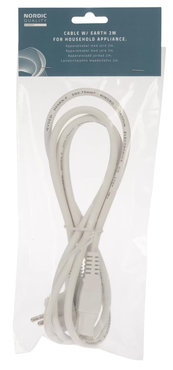 Nordic Quality C15 elkabel, 2m, Vit