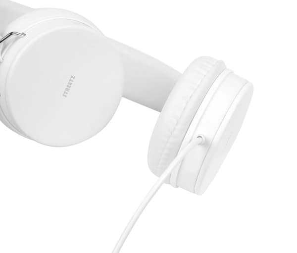 STREETZ headset for smartphone, microphone, 1-button, 1,5m, white