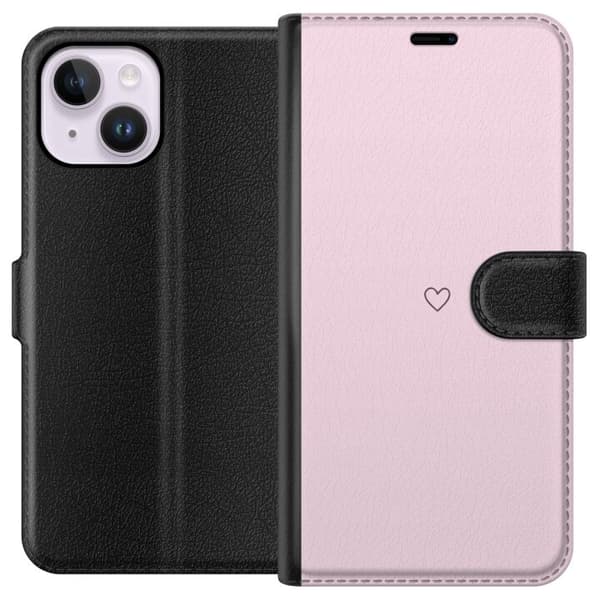 Lommeboketui til Apple iPhone 14 Plus med Hjerte motiv