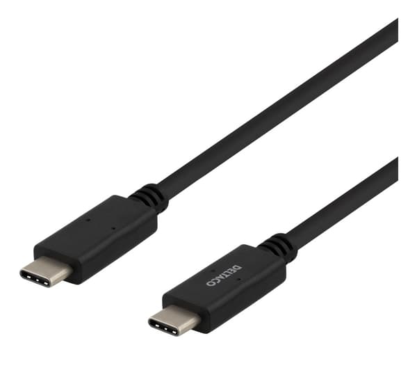 DELTACO USB-C-kaapeli, 1m, USB-IF:n sertifioima, 5Gbit/s, musta