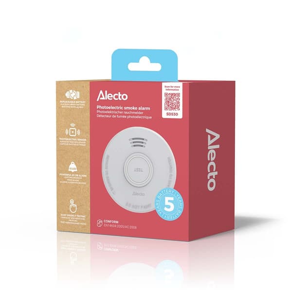 Alecto Rökdetektor med 5 års batteri Vit