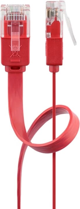 Goobay CAT 6 platt patchkabel, U/UTP, röd kopparledare (CU), 2 m