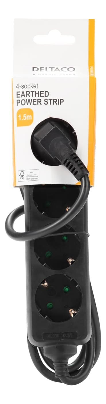 DELTACO outlet 4xCEE 7/3 1xCEE 7/7 1,5m black