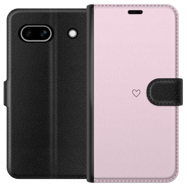 Lompakkokotelo Google Pixel 7a-laitteelle, jossa on Sydän kuvio