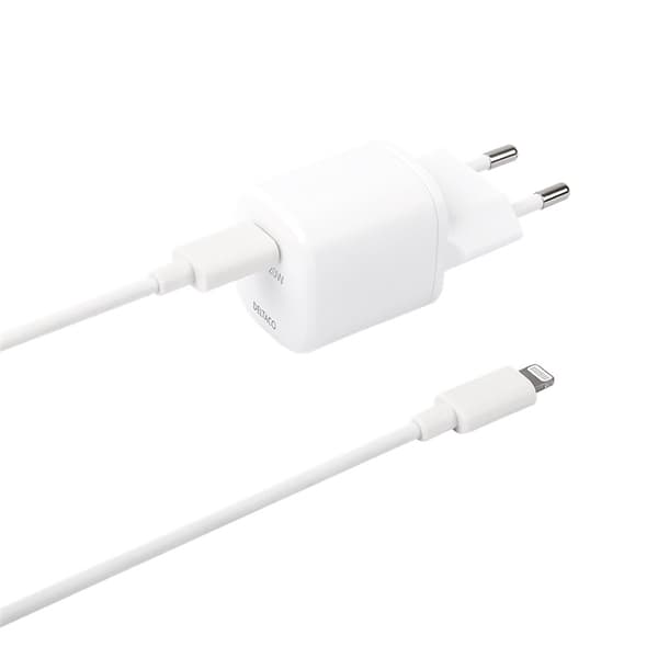 DELTACO USB wall charger, USB-C, PD 20 W, including 1 m C to Lightning