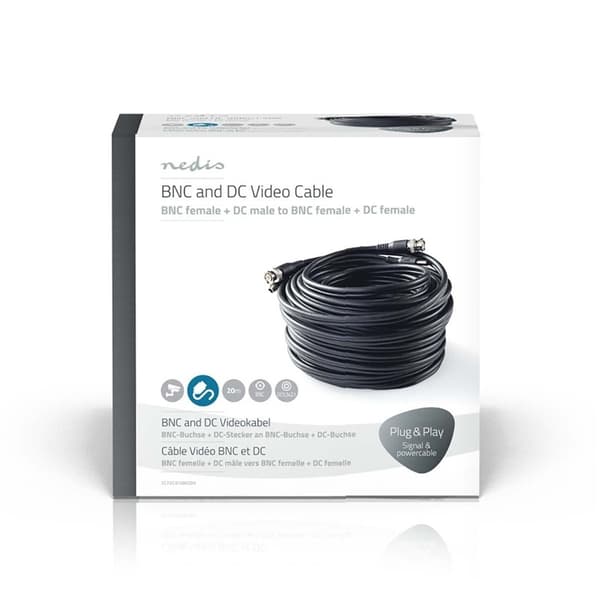 Nedis CCTV Security Cable | BNC / DC | 20.0 m | Rund | PVC | Sort | Gaveeske