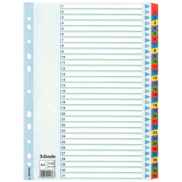 ESSELTE Register Mylar A4/1-31 Multifärgat