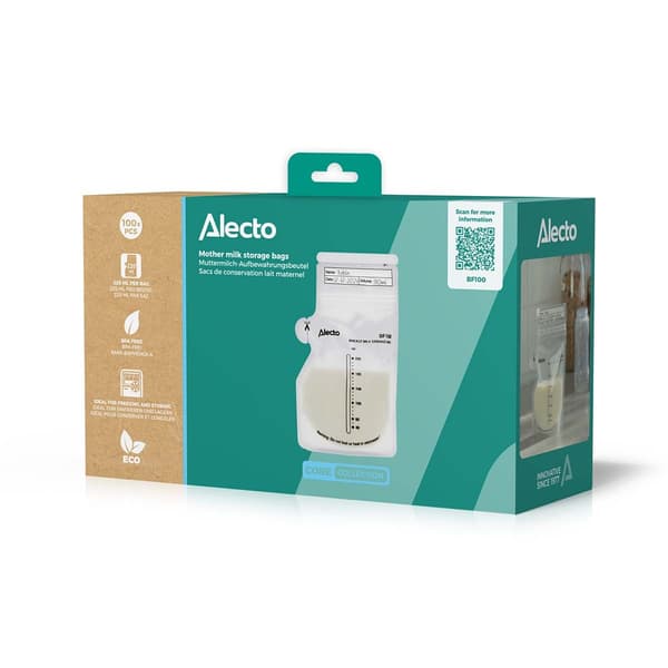 Alecto Poser til opbevaring af modermælk 220 ml, 100 stk