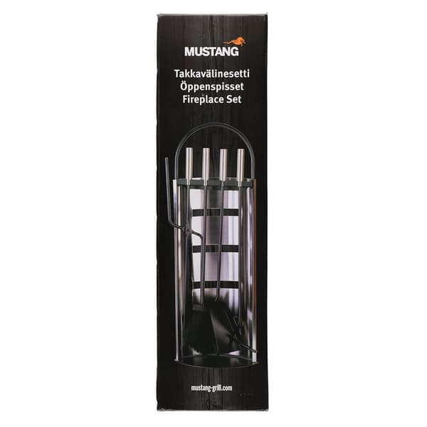 Mustang Fireplace Set 4-Piece Stainless