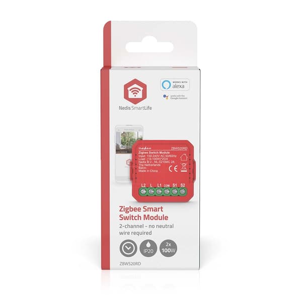 Nedis SmartLife Innebygd Modul | Zigbee 3.0 | Dobbel bryter | 2 x 100 W | Terminalforbindelse | App tilgjengelig for: Android™ / IOS