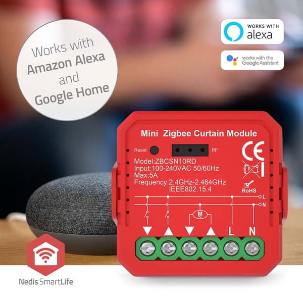 Nedis SmartLife indbygget modul | Zigbee 3.0 | Skodder/persienner | 1000 W | Terminalforbindelse | App tilgængelig til: Android™ / IOS