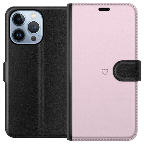 Tegnebogsetui til Apple iPhone 13 Pro med Hjerte motiv